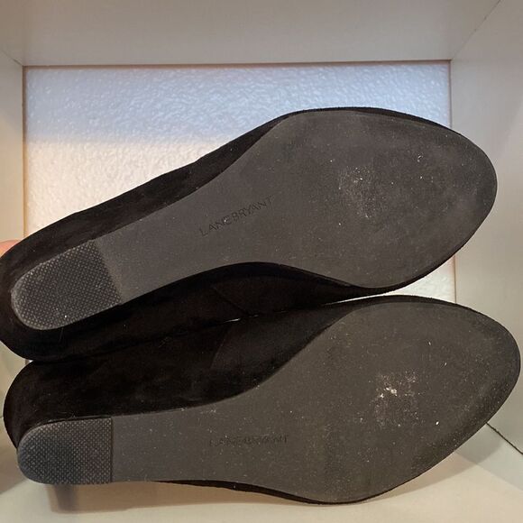 Lane Bryant Womens Black Suede Wedge Ankle Boots Classic Minimalist Everyday - Picture 11 of 13